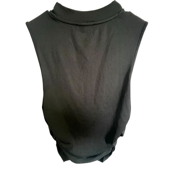 Cider Black Ruched Side Stretchy Ribbed Sleeveless Blouse - Picture 5 of 6